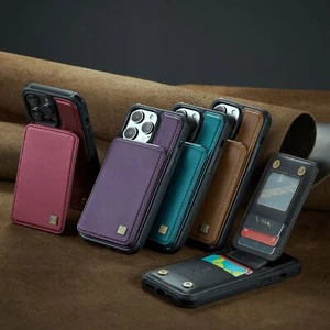 Stand Magnetic Leather Card Slot Phone Case For iPhone 15 14 13 12 11 Pro Max - Zdjęcie 1 z 36