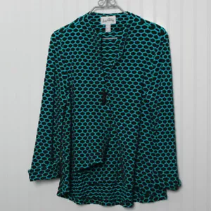 Joseph Ribkoff Black Blue Geo One Button Poly Cardigan 3/4 Sleeve 10 - Picture 1 of 9