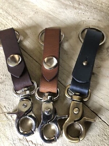 Leather Key Chain Trouser Belt Key Loop Handmade Real Leather Keys Holder UK - Picture 1 of 2