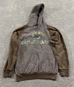 Mossy Oak Hoodie Mens Small Brown Green Hunting Pullover Sweatshirt Trees Lined - Picture 1 of 9