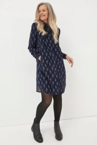 FAT FACE Shirt Dress 16 Cotton Needle Cord Chester Ditsy Print Pocket - Picture 1 of 22