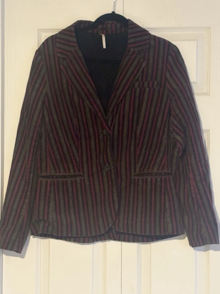Blazer de pana de terciopelo a rayas Free People para mujer - granate/negro - pequeño Foto 1 de 4