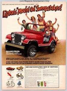 Lipton Movin On Sweepstakes Jeep Laredo Summer Promo Vintage 1980 Advertisement - Picture 1 of 5