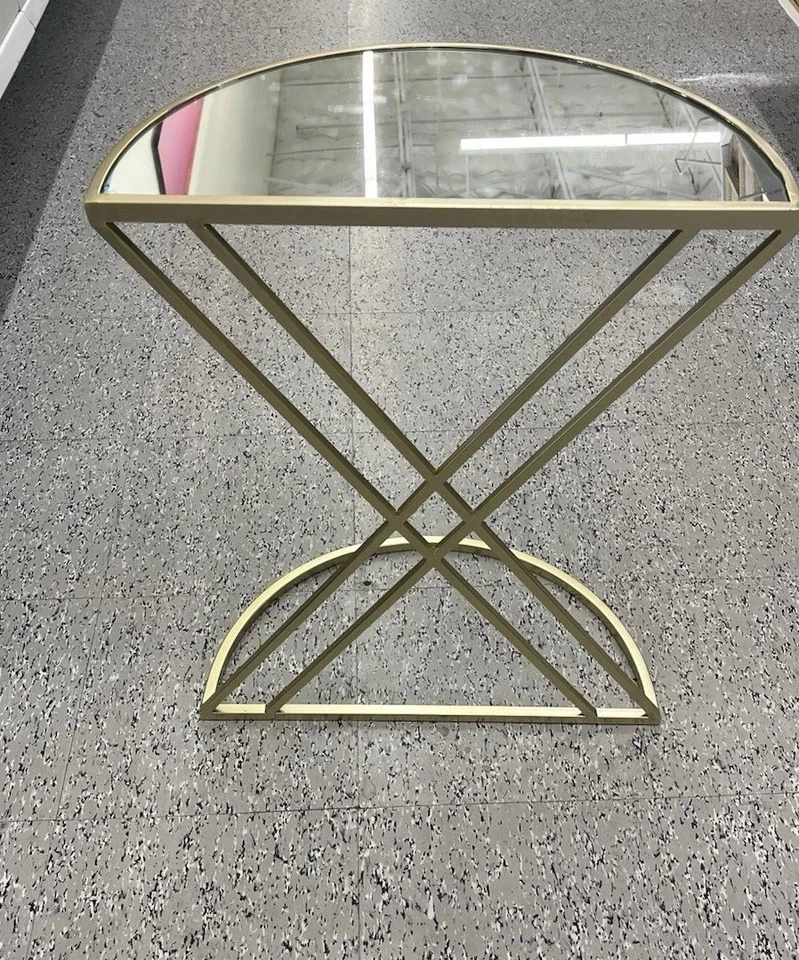 22" Gold Mirrored Glass Three Circle End Table - Image 1 of 2