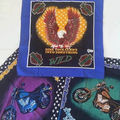 Harley Davidson Bandanas x3 Motorcycle Eagle Cotton Scarf Wild Logo Star Bike - image 1 of 4