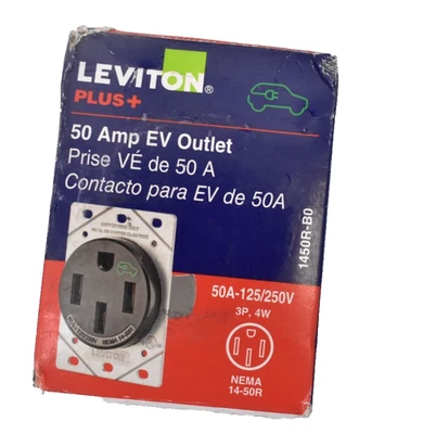 Estación de carga de receptáculo único Leviton Plus 50 AMP EV Outlet 1450R-B0 Foto 1 de 4