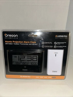 Oregon Scientific Self Setting Atomic Projection Clock With Weather/Ice EW 98 - Image 1 of 4