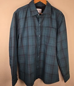 Stylus Men's Dark Green Black Plaid Lined Shirt Jacket Coat Large NWOT - Picture 1 of 7