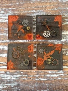 Juego de 4 posavasos de resina Steampunk del viejo mundo mesa de inauguración de casa regalo - Imagen 1 de 5