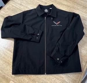 Large Black Corvette Cutter And Buck Weathertec Zip Up Snap Cuff Jacket - Picture 1 of 6
