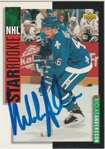 Niclas Andersson Signed Autographed Rookie Quebec Nordiques 1993-94 Upper Deck - Picture 1 of 1