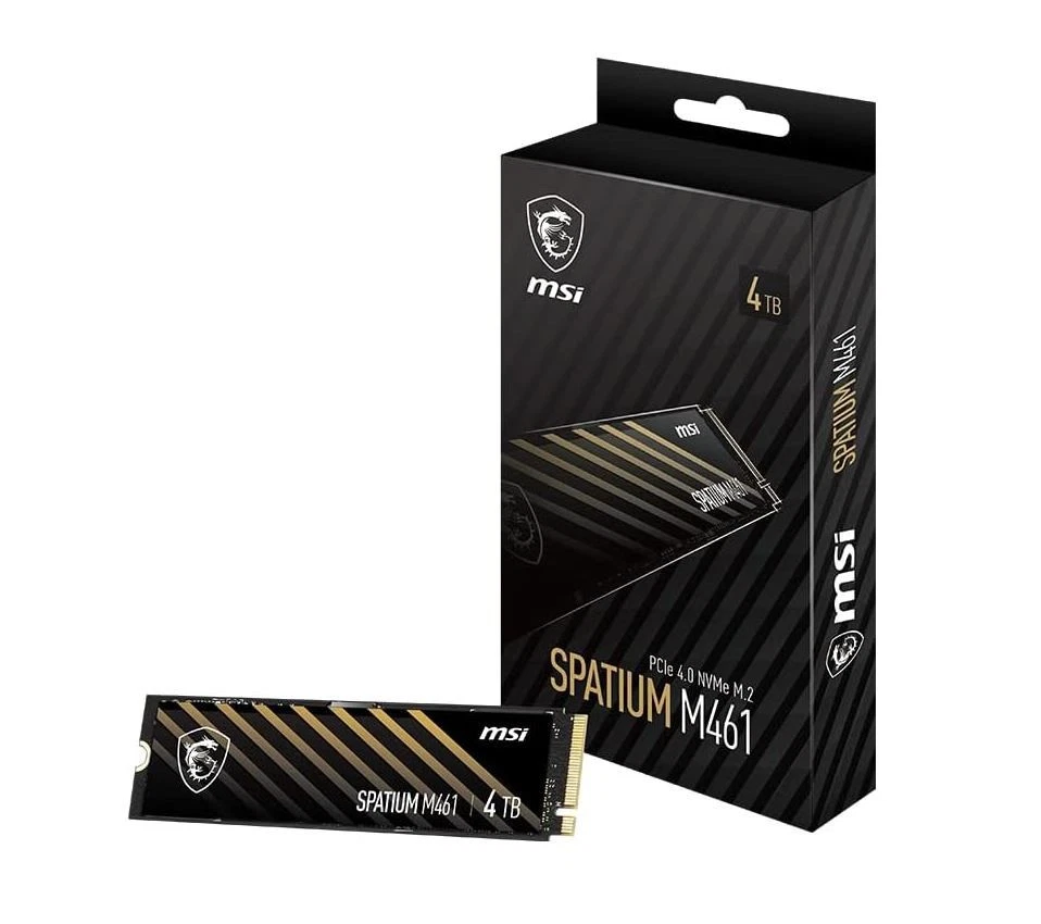 MSI SPATIUM M461 PCIe 4.0 NVMe M.2 4TB SSD, Sequential Read up to 5000MB/s - Image 1 of 1
