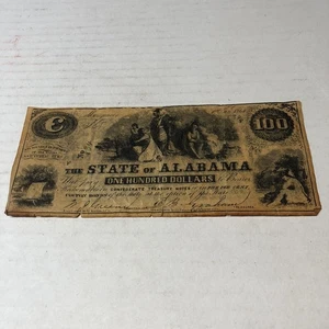 Vtg State of Alabama One Hundred Dollar Note 1864 Vintage Reproduction GCL - Picture 1 of 7