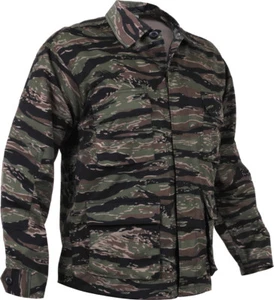 Mens Tiger Stripe Camouflage Military BDU Shirt Tactical Uniform Coat Fatigues - Picture 1 of 2