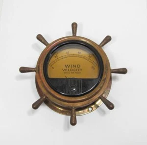 Raro indicatore vento vintage ottone Cape Cod misuratore velocità vento MPH navi ruota barca - Foto 1 di 17