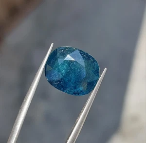 8.20carat Natural Ink Blue Tourmaline Cushion Cut From Afghanistan 14x11.5x7.5mm - Picture 1 of 10
