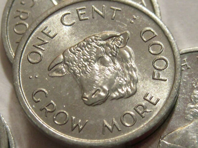 1972 Seychelles coin 1 cent  COW  sweet little coin uncirculated  FAO issue - Image 1 of 2