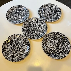 Set Of 5 Anthropologie Chelsea Canape Dessert Appetizer Plates Leopard Print EUC - Picture 1 of 16