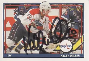 KELLY MILLER SIGNED 1991-92 TOPPS #342 - WASHINGTON CAPITALS - Foto 1 di 1