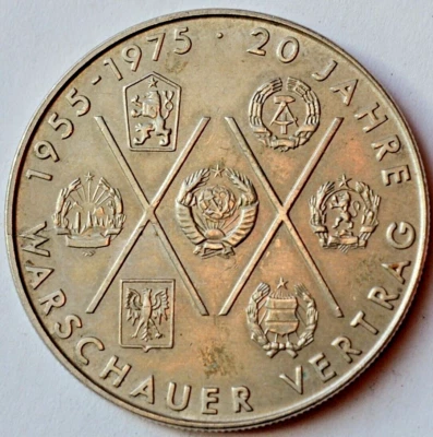 East Germany 10 mark 1975, 20th anniversary of the Warsaw Pact, DDR - Image 1 of 2