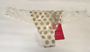NEW! M&S Boutique Marks & Spencer ivory with gold sparkly circles thong knickers - Picture 1 of 9