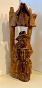 Vintage Hand-Carved Folk Art Accordion Player Musician Wooden Figure 12" - Picture 1 of 12