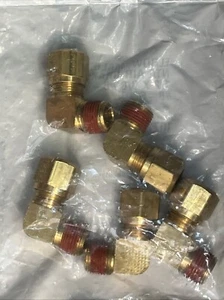 5-Parker Brass DOT Air Brake Fitting 1/2" OD Tube X 3/8” NPA Male 90 Elbow 10779 - Picture 1 of 3