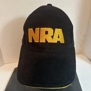 NRA Embroidered With Flag Hat Adjustable Ball Cap Black/Yellow Cotton - Picture 1 of 5