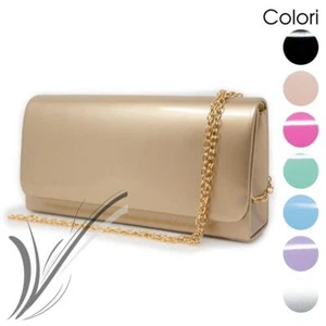 Pochette da donna lucida di vernice elegante cerimonia piccola borsetta clutch - Foto 1 di 25