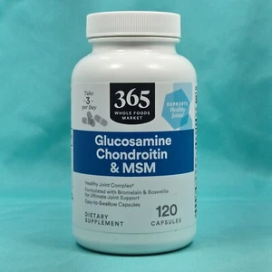 365 Everyday Value Glucosamine Chondroitin & MSM, 120 Capsules Exp 07/2027+ - Picture 1 of 3