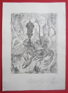 Orig. Acquaforte natura morta realismo fantastico Michael Coudenhove-Kalergi - Foto 1 di 10