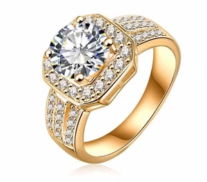1.5 Carat CZ, 18K Gold Plated Engagement Ring - Picture 1 of 5