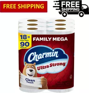 Charmin Ultra Strong Clean Touch Toilet Paper, 18 Family Mega Rolls 90 Regular - Picture 1 of 9