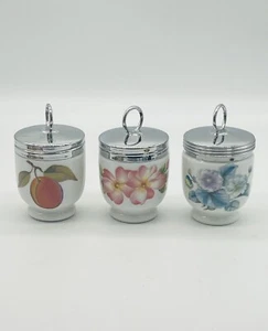 Menge 3 einzelne Royal Worcester Egg Coddlers Blumenbeeren Porzellan Ashford - Bild 1 von 11