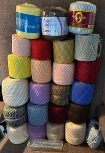 24 Spools of Crochet thread, 3 Sealed (Aunt Lydia's, South Maid, Grandma's Best) - Picture 1 of 1