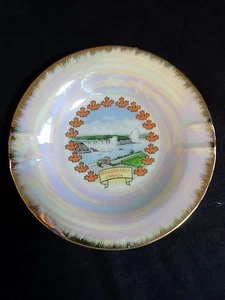 Niagara Falls Canada SOUVENIR ASHTRAY 6" Orange Leaf Gold Edge JAPAN Porcelain - Picture 1 of 4