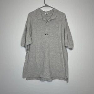 Polo uomo vintage Nike Center Swoosh logo grande grigia anni 90 etichetta bianca - Foto 1 di 6