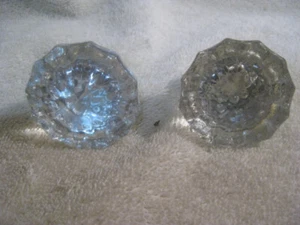 Vintage Crystal Glass Door Knobs brass shanks One Pair 2" Diameter With Spindle - Picture 1 of 9