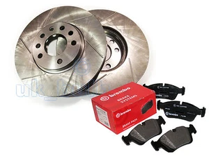 GROOVED FRONT Brake Discs + BREMBO PADS FOR FIAT 500 C 1.2 2009-On - Picture 1 of 1