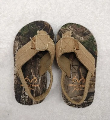 REALTREE Toddler Boy Sling Back Flip Flops camouflage Size Small 5 6m CAMO  - Image 1 of 4