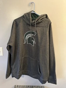 Colosseum Gray Green Michigan State Spartans Logo Pullover Hoodie Mens XL - Picture 1 of 3