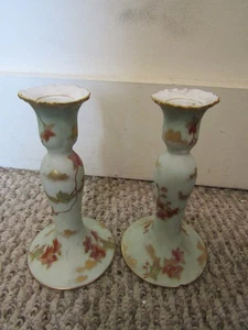 Elegantes Paar CFH GDM CH Field Haviland Limoges Kerzenständer Floral & Blätter - Bild 1 von 8