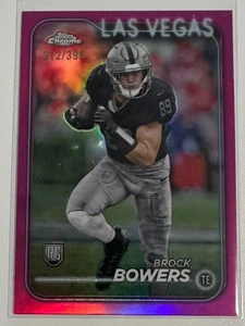 Brock Bowers Topps Chrome 2024 True Pink Refractor /399 Las Vegas Raiders - Bild 1 von 2