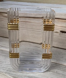 Vintage Christian Dior Kristall Vase Gaudron Gold U gerippt Art Deco 5,5x8x3" wenig Gebrauchsspuren - Bild 1 von 12