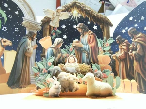 POP UP Karte, Weihnachten, Krippe, Maria Joseph Christkind Weihnachtskrippe 3* - Bild 1 von 5