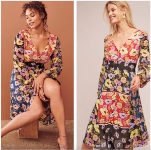 Vestido Anthropologie Maeve Gardenia Talla 2 Multicolor Floral Ajuste Acampanado Nueva Etiqueta $198 - Imagen 1 de 9