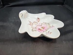 Scalloped Dish Pink Flowers Porcelain Mitterteich Bavaria Germany Vintage - Picture 1 of 11