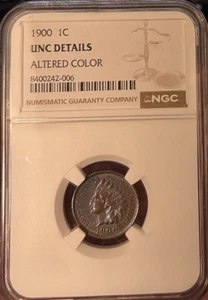 1900 Indian Head Cent Penny NGC UNC Details Altered Color - Picture 1 of 2