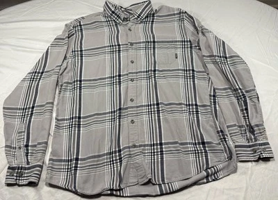 Eddie Bauer Shirt Adult TXL Gray Black Plaid Flannel Outdoors Hiking Casual Mens - Image 1 of 4