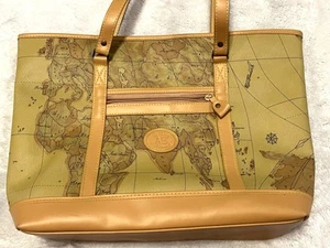 Allan Edward Vintage World Map Handbag Purse Shoulder Bag Great Condition - Picture 1 of 10
